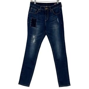 JAG JEANS 4 Jeans Dark Blue Mid Rise Skinny Distressed‎ Patchwork Casual Trendy